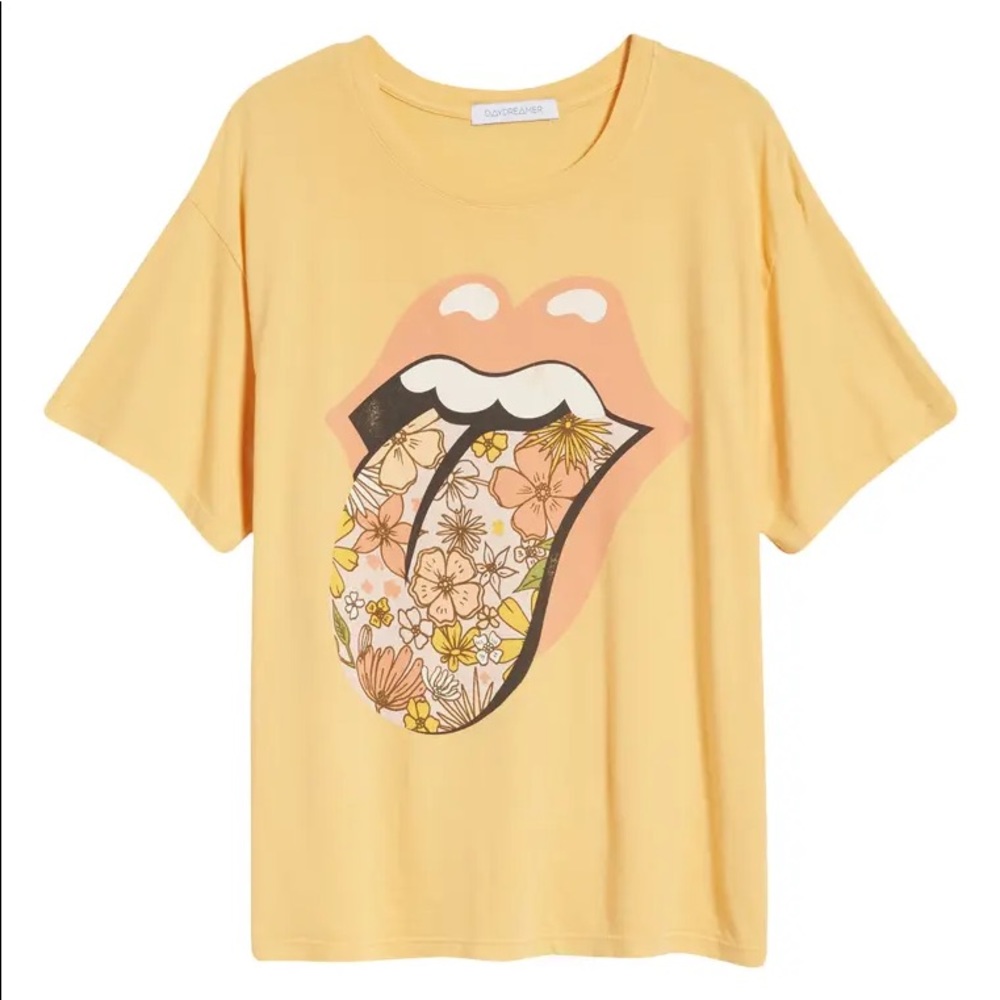NWT Daydreamer Rolling Stones Flower Tongue Tee